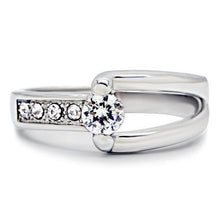 Load image into Gallery viewer, LOTK190 - High polished (no plating) Stainless Steel Ring with AAA Grade CZ  in Clear