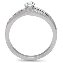 Load image into Gallery viewer, LOTK190 - High polished (no plating) Stainless Steel Ring with AAA Grade CZ  in Clear