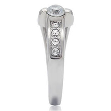 Load image into Gallery viewer, LOTK190 - High polished (no plating) Stainless Steel Ring with AAA Grade CZ  in Clear
