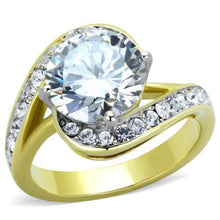 Load image into Gallery viewer, TK1911 - Two-Tone IP Gold (Ion Plating) Stainless Steel Ring with AAA Grade CZ  in Clear