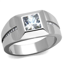 Load image into Gallery viewer, TK1916 - High polished (no plating) Stainless Steel Ring with AAA Grade CZ  in Clear