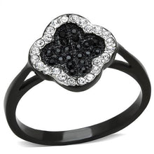 Load image into Gallery viewer, TK1917 - Two-Tone IP Black Stainless Steel Ring with Top Grade Crystal  in Jet