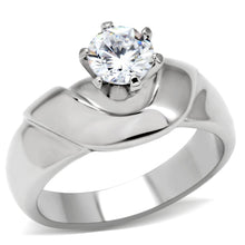 Load image into Gallery viewer, TK191 - High polished (no plating) Stainless Steel Ring with AAA Grade CZ  in Clear