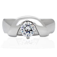 Load image into Gallery viewer, TK191 - High polished (no plating) Stainless Steel Ring with AAA Grade CZ  in Clear