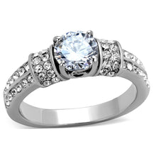 Load image into Gallery viewer, TK1921 - High polished (no plating) Stainless Steel Ring with AAA Grade CZ  in Clear