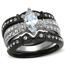 Load image into Gallery viewer, TK1922 - Two-Tone IP Black Stainless Steel Ring with AAA Grade CZ  in Clear