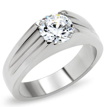 Load image into Gallery viewer, TK193 - High polished (no plating) Stainless Steel Ring with AAA Grade CZ  in Clear