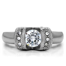 Load image into Gallery viewer, TK194 - High polished (no plating) Stainless Steel Ring with AAA Grade CZ  in Clear