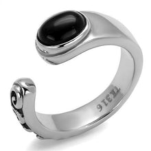 Load image into Gallery viewer, TK1971 - High polished (no plating) Stainless Steel Ring with Synthetic Onyx in Jet