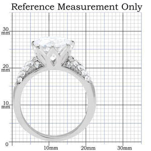 TK197 - High polished (no plating) Stainless Steel Ring with AAA Grade CZ  in Clear