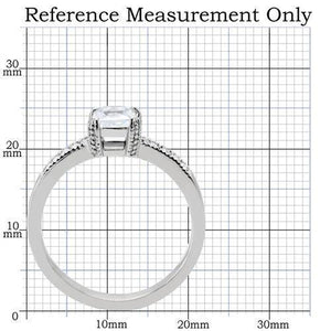 TK199 - High polished (no plating) Stainless Steel Ring with AAA Grade CZ  in Clear