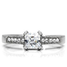 Load image into Gallery viewer, TK199 - High polished (no plating) Stainless Steel Ring with AAA Grade CZ  in Clear