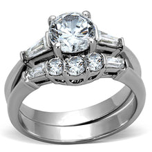 Load image into Gallery viewer, TK1W001 - High polished (no plating) Stainless Steel Ring with AAA Grade CZ  in Clear