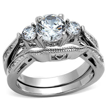 Load image into Gallery viewer, TK1W002 - High polished (no plating) Stainless Steel Ring with AAA Grade CZ  in Clear