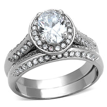 Load image into Gallery viewer, TK1W163 - High polished (no plating) Stainless Steel Ring with AAA Grade CZ  in Clear