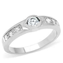 Load image into Gallery viewer, TK200 - High polished (no plating) Stainless Steel Ring with AAA Grade CZ  in Clear