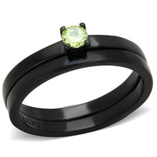 Load image into Gallery viewer, TK2015 - IP Black(Ion Plating) Stainless Steel Ring with AAA Grade CZ  in Apple Green color