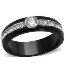 Load image into Gallery viewer, TK2019 - Two-Tone IP Black (Ion Plating) Stainless Steel Ring with AAA Grade CZ  in Clear