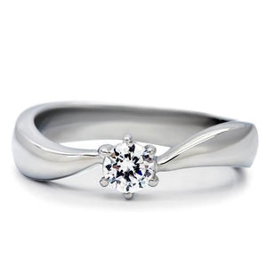 TK201 - High polished (no plating) Stainless Steel Ring with AAA Grade CZ  in Clear