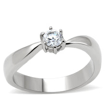 Load image into Gallery viewer, TK201 - High polished (no plating) Stainless Steel Ring with AAA Grade CZ  in Clear