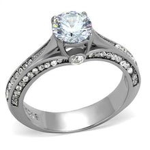 Load image into Gallery viewer, TK2026 - High polished (no plating) Stainless Steel Ring with AAA Grade CZ  in Clear