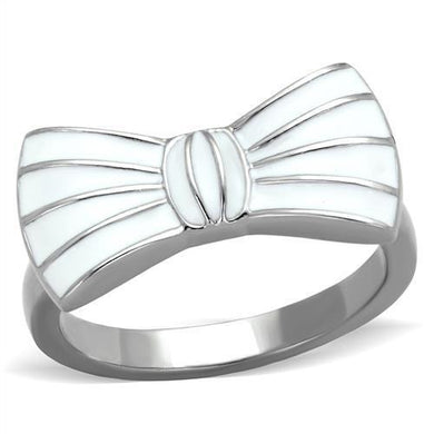 TK2028 - High polished (no plating) Stainless Steel Ring with Epoxy  in White