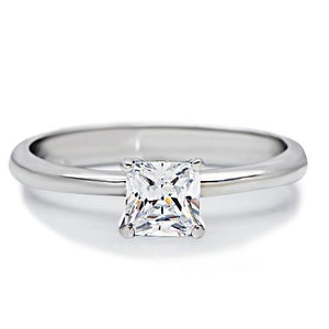 TK202 - High polished (no plating) Stainless Steel Ring with AAA Grade CZ  in Clear