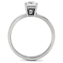 Load image into Gallery viewer, TK202 - High polished (no plating) Stainless Steel Ring with AAA Grade CZ  in Clear