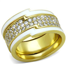 Load image into Gallery viewer, TK2035 - IP Gold(Ion Plating) Stainless Steel Ring with AAA Grade CZ  in Clear