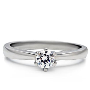 TK203 - High polished (no plating) Stainless Steel Ring with AAA Grade CZ  in Clear