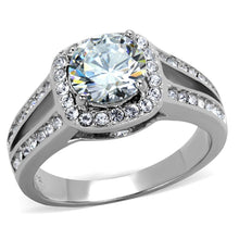 Load image into Gallery viewer, TK2043 - High polished (no plating) Stainless Steel Ring with AAA Grade CZ  in Clear