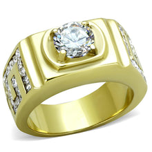 Load image into Gallery viewer, TK2045 - IP Gold(Ion Plating) Stainless Steel Ring with AAA Grade CZ  in Clear