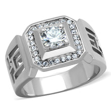 Load image into Gallery viewer, TK2046 - High polished (no plating) Stainless Steel Ring with AAA Grade CZ  in Clear