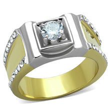 Load image into Gallery viewer, TK2049 - Two-Tone IP Gold (Ion Plating) Stainless Steel Ring with AAA Grade CZ  in Clear