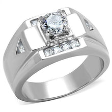 Load image into Gallery viewer, TK2052 - High polished (no plating) Stainless Steel Ring with AAA Grade CZ  in Clear