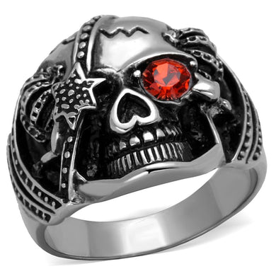 TK2061 - High polished (no plating) Stainless Steel Ring with Top Grade Crystal  in Orange