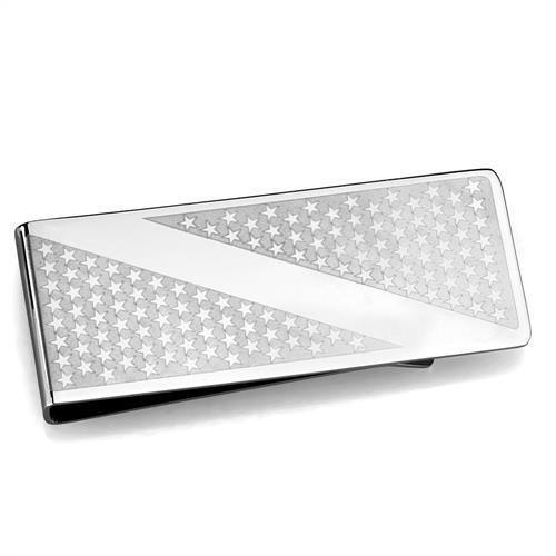 TK2080 - High polished (no plating) Stainless Steel Money clip with No Stone