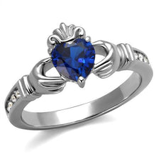 Load image into Gallery viewer, TK2093 - High polished (no plating) Stainless Steel Ring with Synthetic Spinel in London Blue