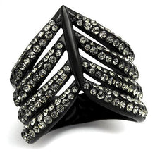 Load image into Gallery viewer, TK2097 - IP Black(Ion Plating) Stainless Steel Ring with Top Grade Crystal  in Black Diamond