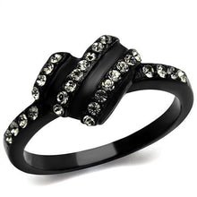 Load image into Gallery viewer, TK2100 - IP Black(Ion Plating) Stainless Steel Ring with Top Grade Crystal  in Black Diamond