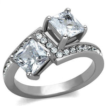 Load image into Gallery viewer, TK2113 - High polished (no plating) Stainless Steel Ring with AAA Grade CZ  in Clear