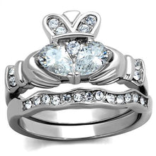 Load image into Gallery viewer, TK2119 - High polished (no plating) Stainless Steel Ring with AAA Grade CZ  in Clear