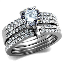 Load image into Gallery viewer, TK2120 - High polished (no plating) Stainless Steel Ring with AAA Grade CZ  in Clear