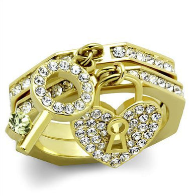 TK2127 - IP Gold(Ion Plating) Stainless Steel Ring with Top Grade Crystal  in Citrine Yellow