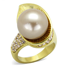 Load image into Gallery viewer, TK2131 - IP Gold(Ion Plating) Stainless Steel Ring with Synthetic Pearl in Champagne