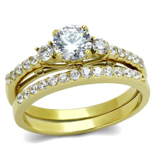 Load image into Gallery viewer, TK2133 - IP Gold(Ion Plating) Stainless Steel Ring with AAA Grade CZ  in Clear