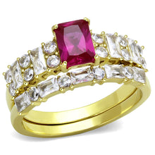 Load image into Gallery viewer, TK2134 - IP Gold(Ion Plating) Stainless Steel Ring with AAA Grade CZ  in Ruby