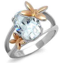 Load image into Gallery viewer, TK2135 - Two-Tone IP Rose Gold Stainless Steel Ring with AAA Grade CZ  in Clear