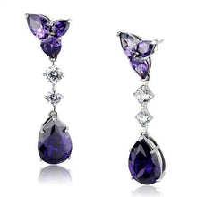 Load image into Gallery viewer, TK2144 - High polished (no plating) Stainless Steel Earrings with AAA Grade CZ  in Amethyst