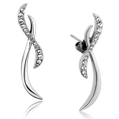 TK2146 - High polished (no plating) Stainless Steel Earrings with Top Grade Crystal  in Clear